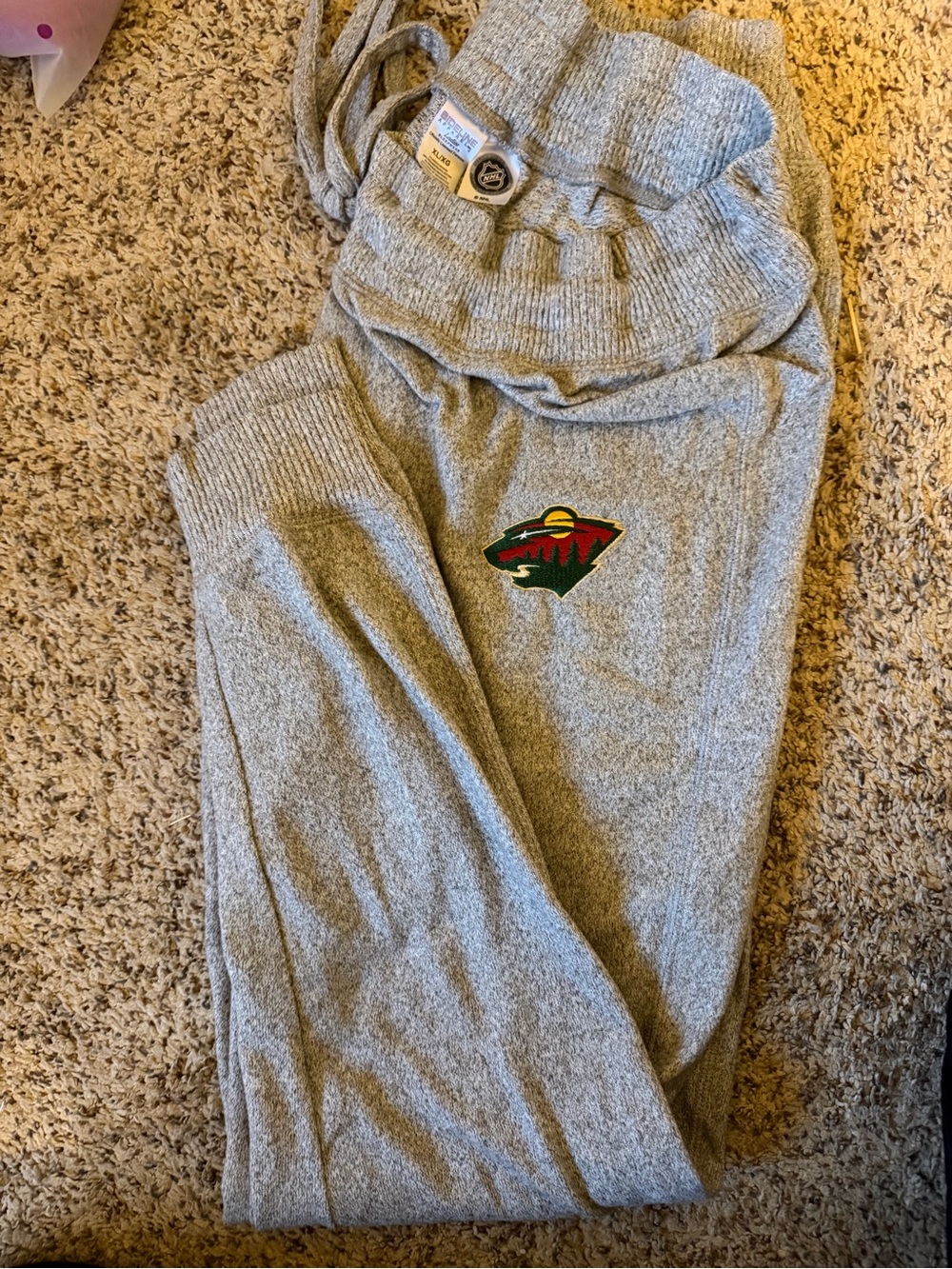 NHL MN wild Gray Knit Track Joggers with Team Patch
